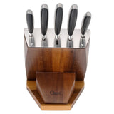 6-Piece Japanese Stainless Steel Knife Block Set with Rotating Knife Block and Tablet Holder