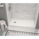 Zone Square 32 in. x 60 in. Double Threshold Shower Base Left Hand Drain in White - Super Arbor