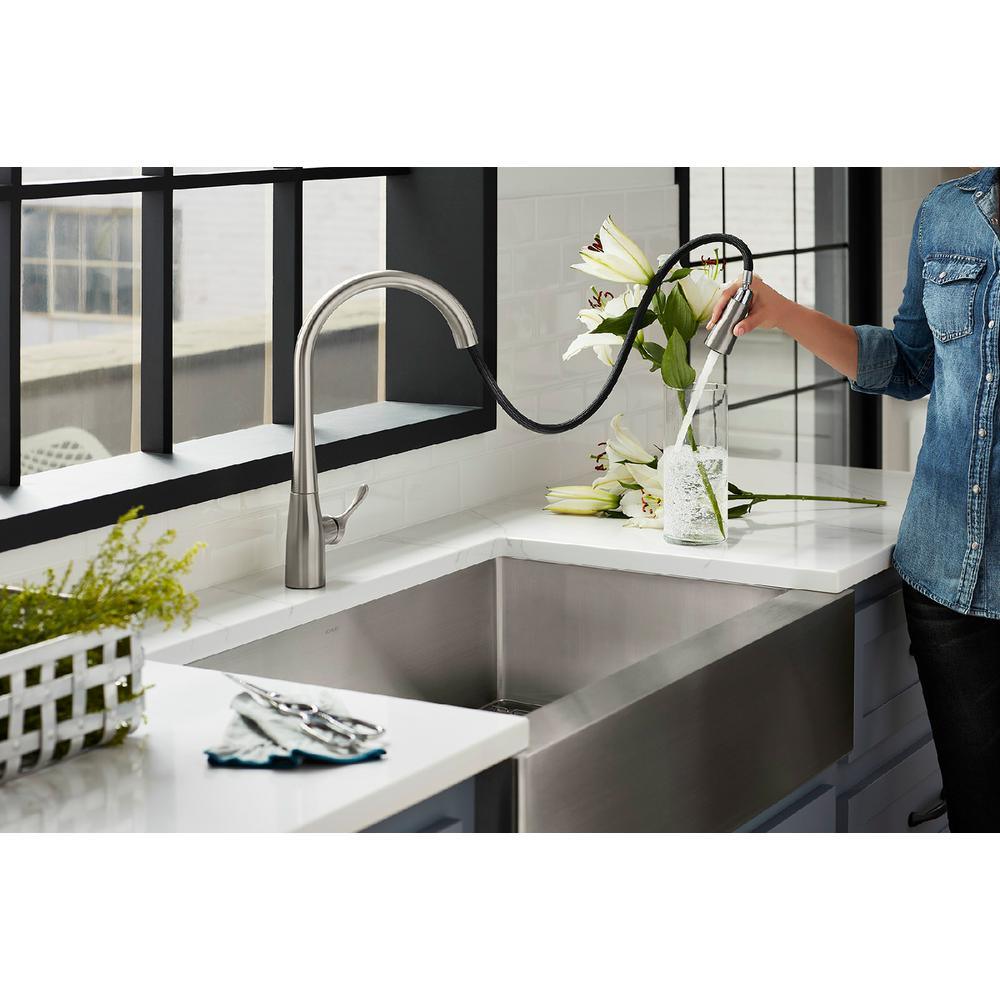 Simplice Single-Handle Pull-Down Sprayer Kitchen Faucet with DockNetik and Sweep Spray in Vibrant Stainless - Super Arbor