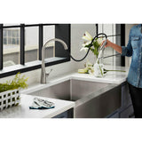 Simplice Single-Handle Pull-Down Sprayer Kitchen Faucet with DockNetik and Sweep Spray in Vibrant Stainless - Super Arbor