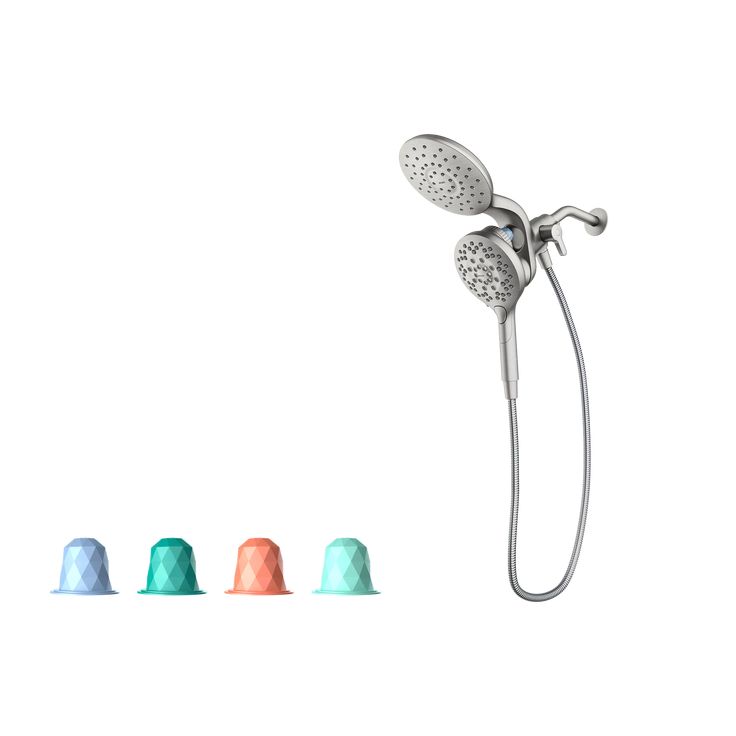 Aromatherapy 6-Spray Patterns 6.5 in. Tub Wall Mount Dual Shower Heads with INLY Capsules in Spot Resist Brushed Nickel