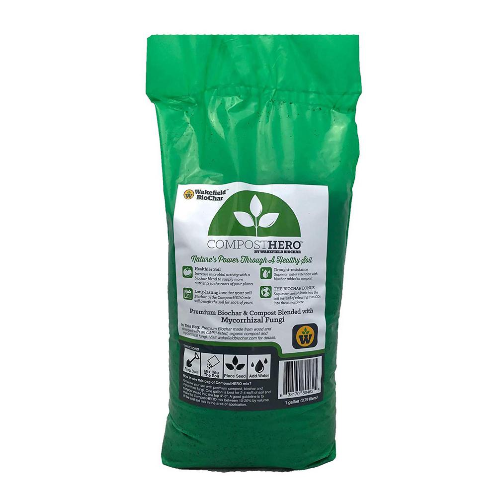 WAKEFIELD HERO Blend 1 Gal Biochar Organic Garden Compost with Mycorrhizal Fungi - Super Arbor