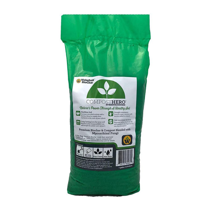 WAKEFIELD HERO Blend 1 Gal Biochar Organic Garden Compost with Mycorrhizal Fungi - Super Arbor
