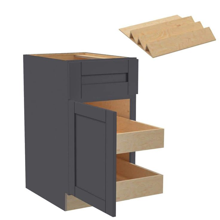 Home Decorators Collection Washington 15 in. W x 24 in. D x 34.5 in. H Assembled Plywood Base Kitchen Cabinet in Onyx with Soft Close Door LH