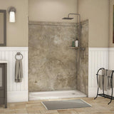 Royale 36 in. x 60 in. x 80 in. 11-Piece Easy Up Adhesive Alcove Bathtub/Shower Wall Surround in Calacatta White - Super Arbor