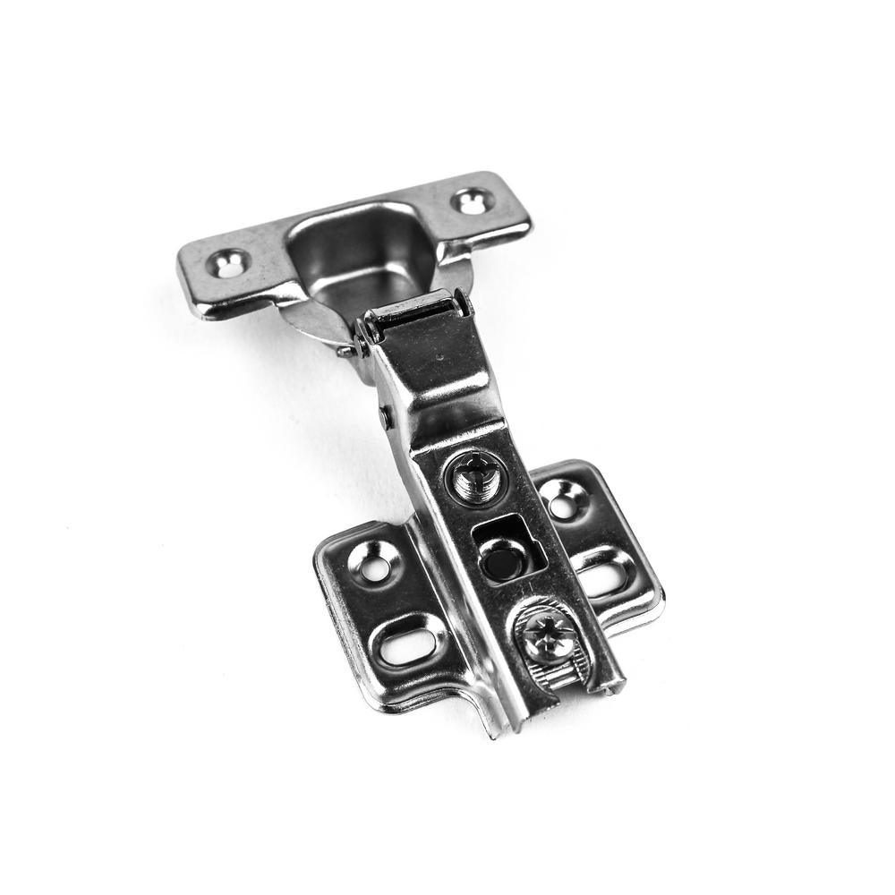105-Degree 35 mm Half Overlay Frameless Cabinet Hinges with Installation Screws (1-Pair) - Super Arbor
