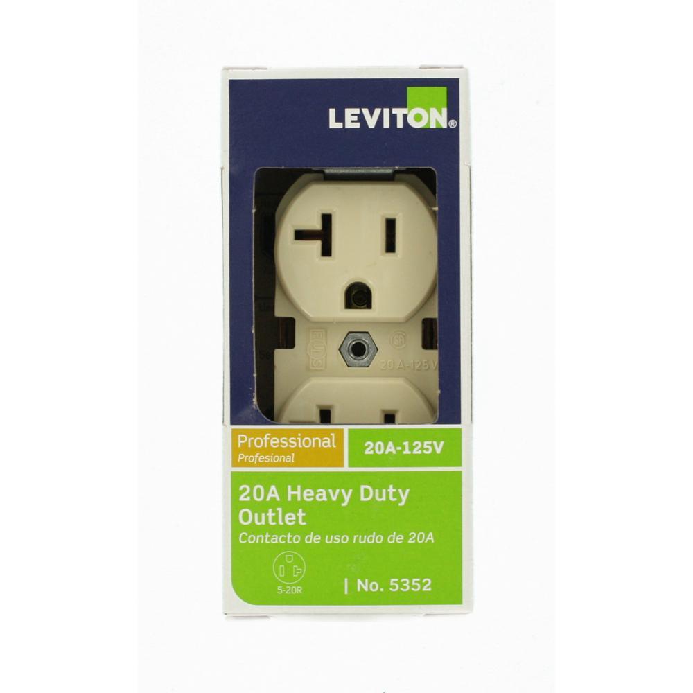 20 Amp Industrial Grade Heavy Duty Self Grounding Duplex Outlet, Ivory - Super Arbor