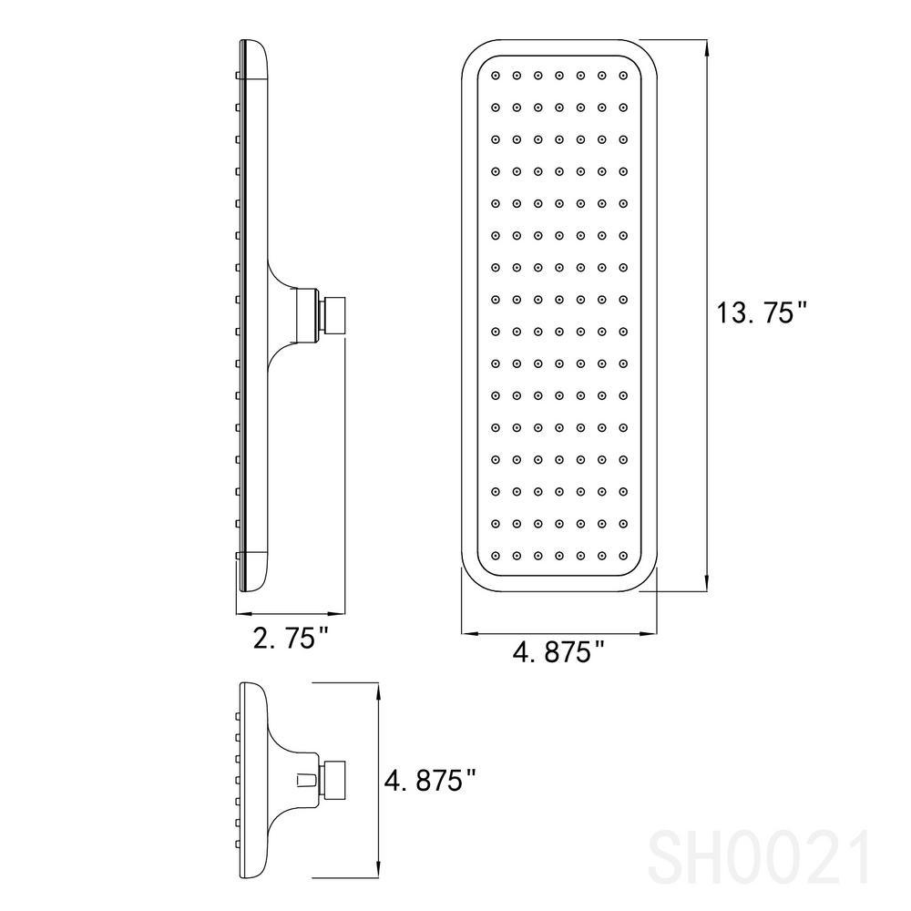 1-Spray 13.75 in. Single Wall Mount Fixed Rain Shower Head in Black Chrome - Super Arbor