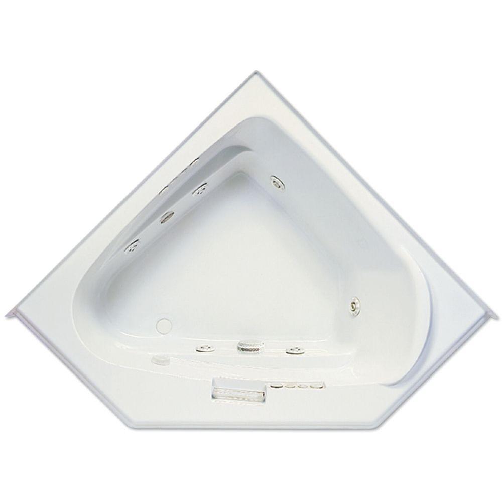 Morandi 60 in. Acrylic Left Front Drain Corner Drop-In Whirlpool Bathtub with Heater in Biscuit - Super Arbor
