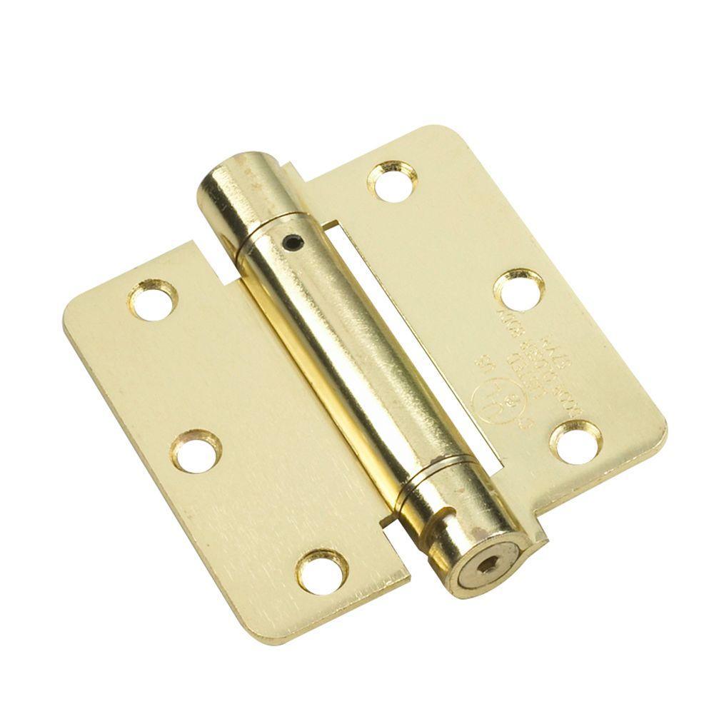 3-1/2 in. x 3-1/2 in. Brushed Nickel Adjustable Spring Hinge with 1/4 in. Radius - Super Arbor