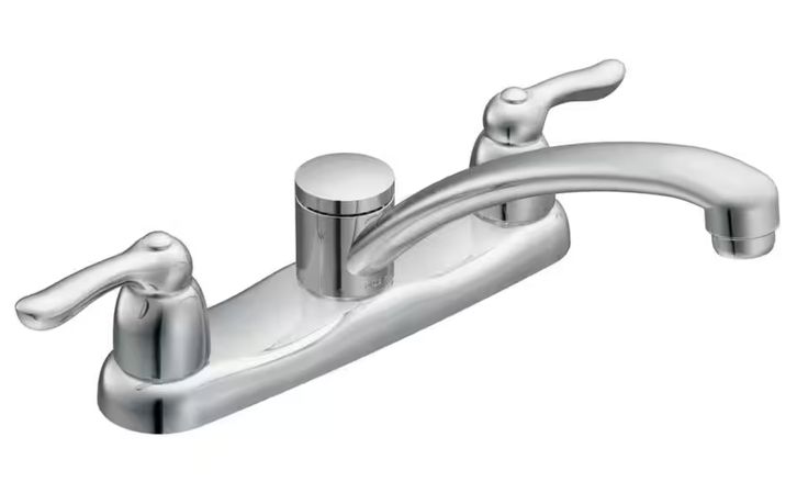 Moen Chateau Chrome 2-Handle Deck-Mount Low-Arc Handle Kitchen Faucet (Deck Plate Included)
