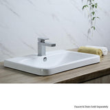 Rectangular 24 in. Drop-In Ceramic Bathroom Sink in White - Super Arbor