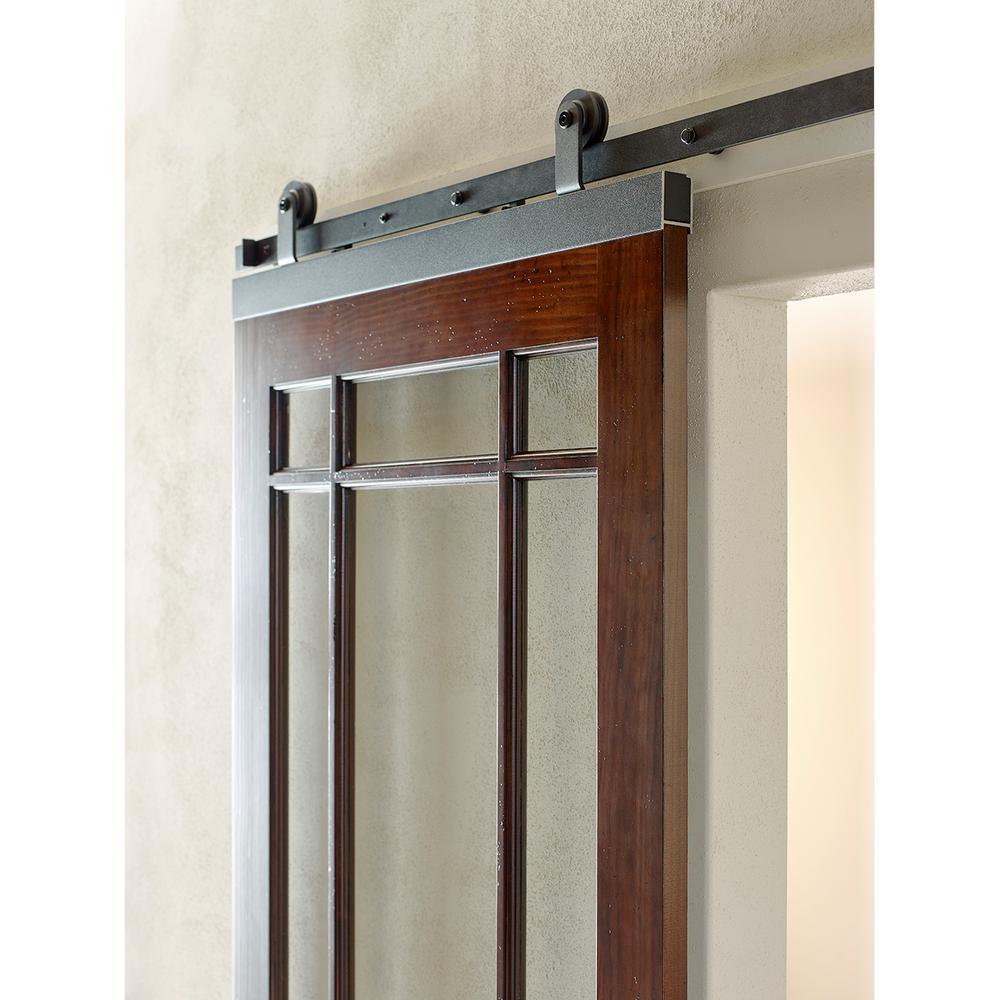 84 in. DesignGlide Matte Black Soft-Close Barn Door Sliding Door Hardware Kit - Super Arbor