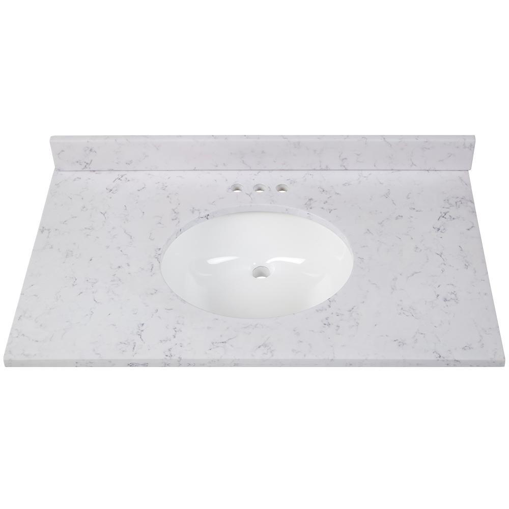 31 in. x 22 in. Stone Effects Vanity Top in Cascade with White Sink - Super Arbor