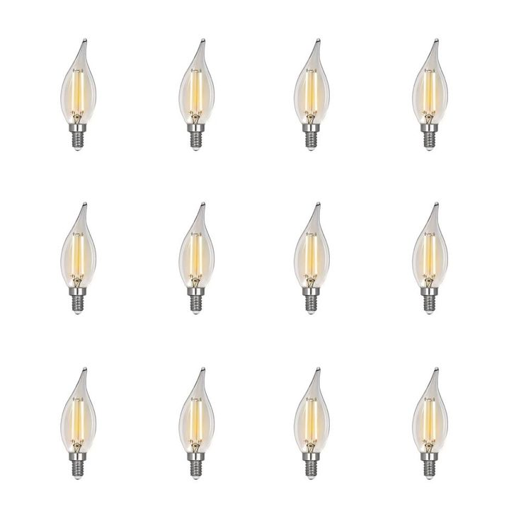 Feit Electric 40-Watt CA10 Dimmable LED Candelabra Clear Glass Vintage Edison Light Bulb with Straight Filament Soft White (12-Pack)