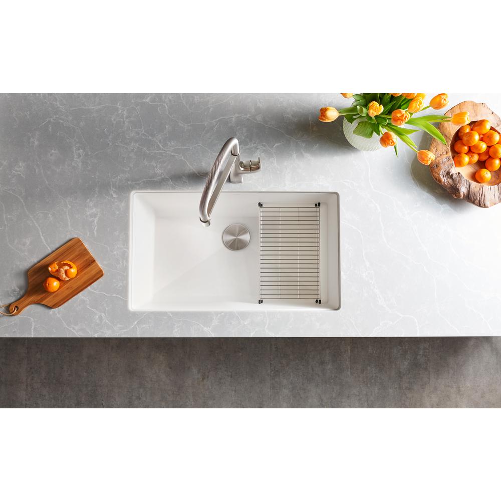 PRECIS Undermount Granite Composite 32 in. Single Bowl Kitchen Sink in White - Super Arbor
