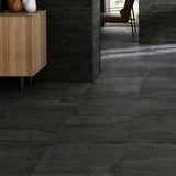 Acadia Charcoal Black 24x24 Matte Porcelain Tile - Limestone Look