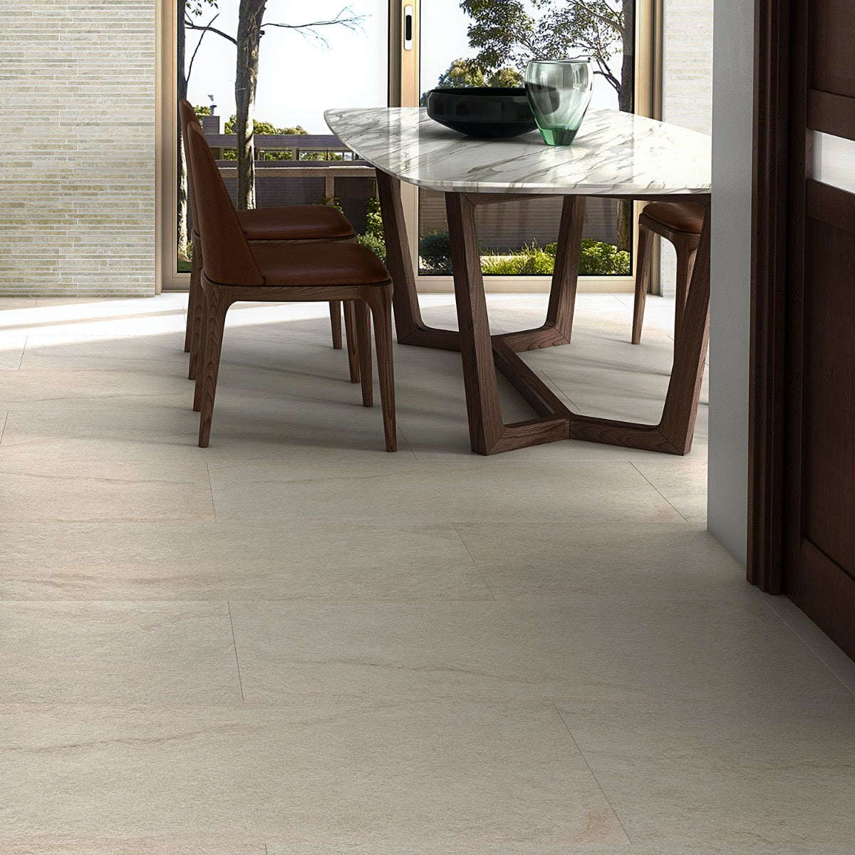 Acadia Linen White 24x48 Matte Porcelain Tile - Limestone Look