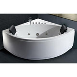 59 in. Acrylic Offset Drain Corner Apron Front Whirlpool Bathtub in White - Super Arbor