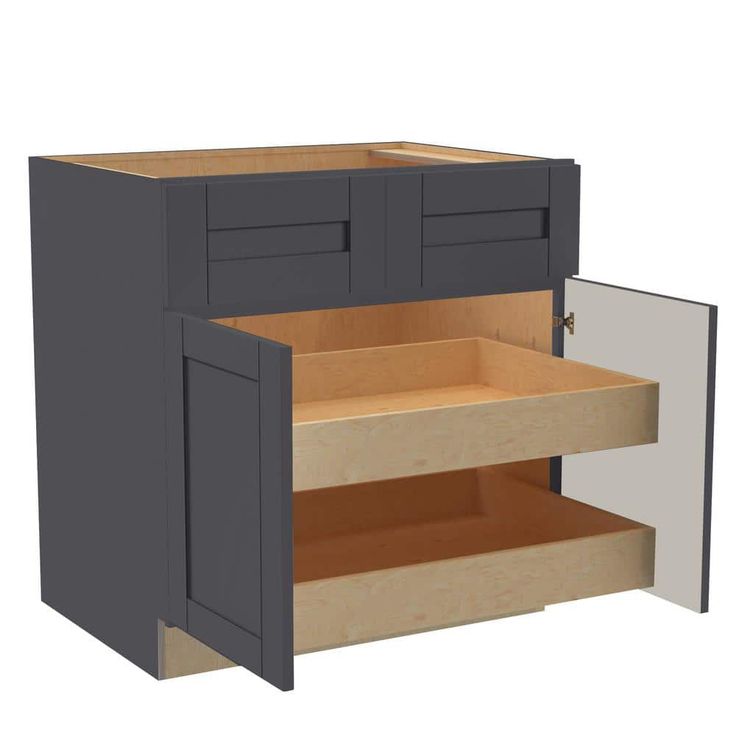 Home Decorators Collection Washington 33 in. W x 24 in. D x 34.5 in. H Assembled Plywood Base Kitchen Cabinet in Onyx with Soft Close Doors