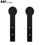8 ft./96 in. Black Bypass Sliding Barn Hardware Track Kit for Double Wood Doors with Non-Routed Door Guide - Super Arbor