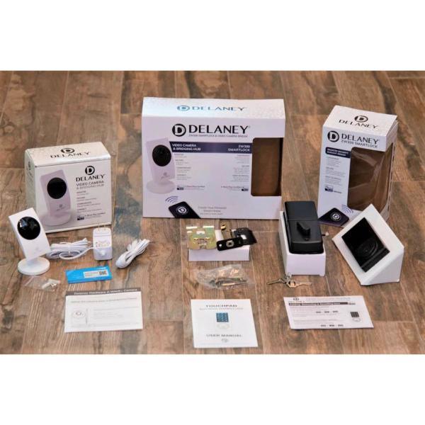 Black Touchscreen ZWave Single Cylinder Smartlock Deadbolt with Camera Gateway - Super Arbor