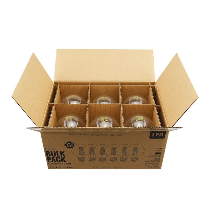 60-Watt Equivalent G25 Globe Vanity Clear Glass Vintage Edison Filament Dimmable LED Light Bulb Soft White (6-Pack)