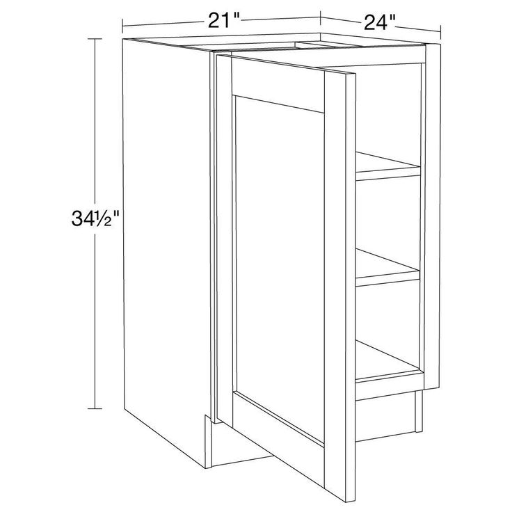 Home Decorators Collection Washington 21 in. W x 24 in. D x 34.5 in. H Assembled Plywood Base Kitchen Cabinet in Onyx with Soft Close Door LH