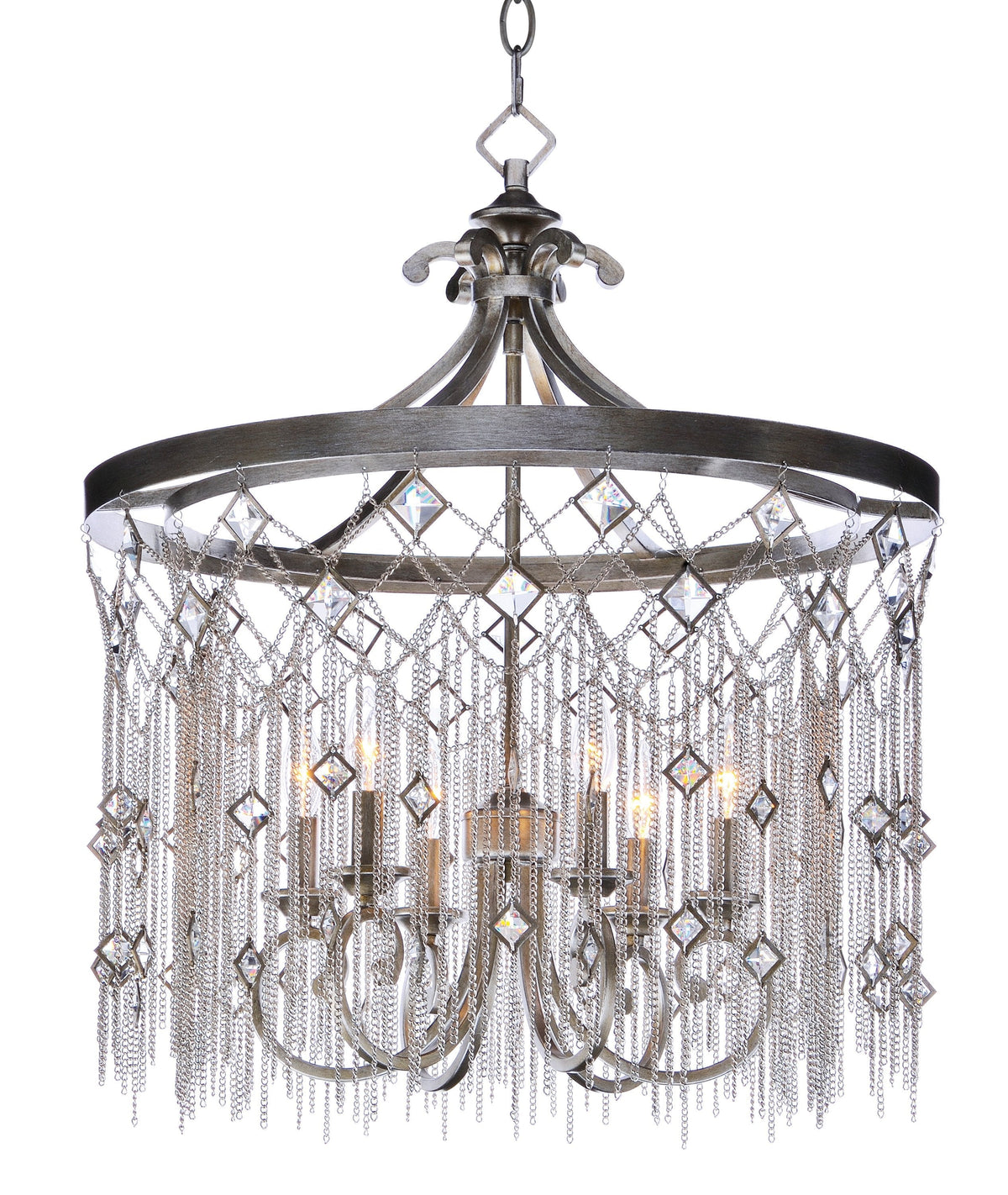 Maxim Lighting Alessandra 6-Light Silver Mist Traditional Crystal Chandelier