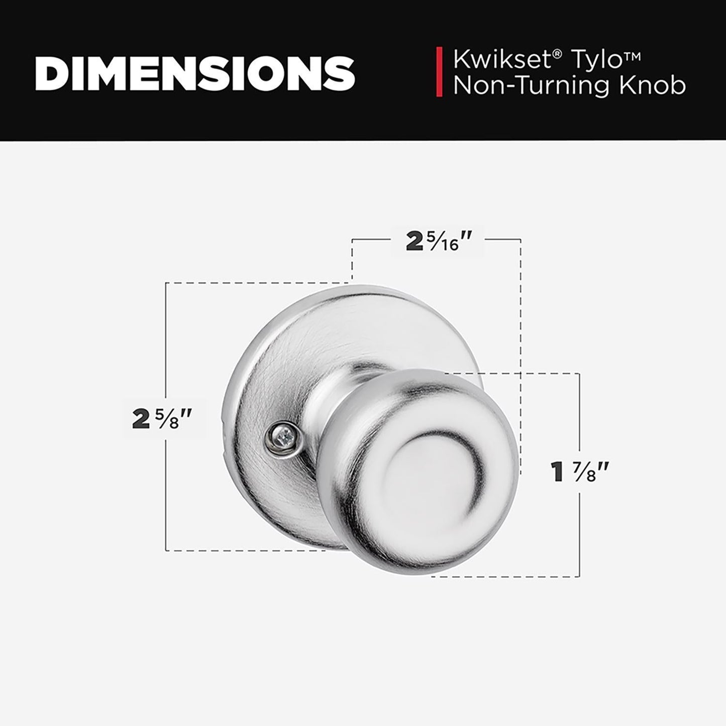 Kwikset Tylo Satin Chrome Dummy Knob – Right or Left Handed