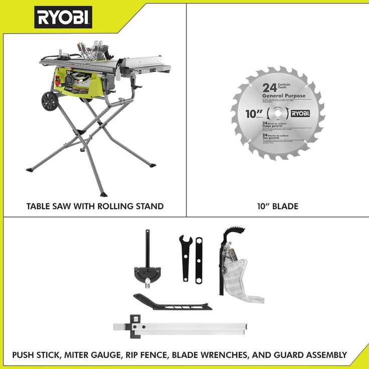 15 Amp 10 in. Expanded Capacity Table Saw With Rolling Stand