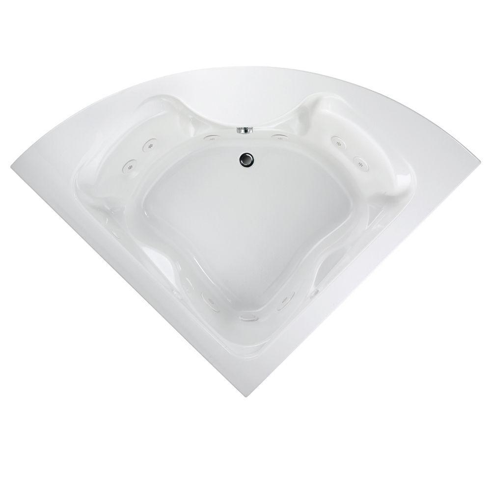 EverClean Cadet 85 in. x 60 in. Center Drain Corner Whirlpool Tub in White - Super Arbor