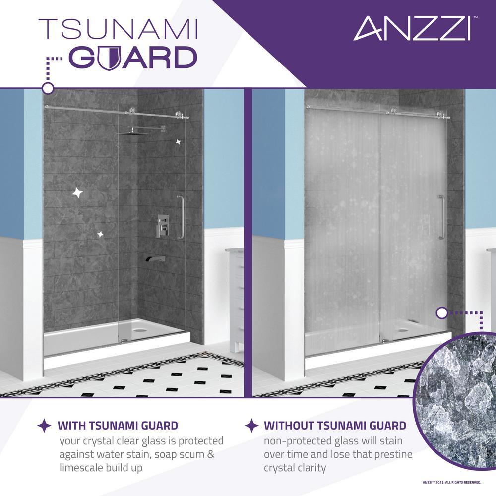 HERALD Series 48 in. x 58 in. Frameless Hinged Tub Door in Brushed Nickel with Towel Bar with Handle - Super Arbor