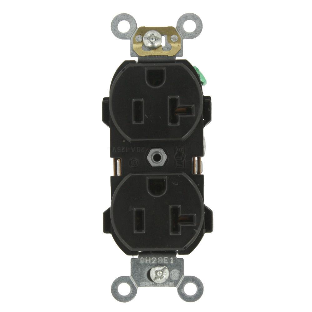 20 Amp Industrial Grade Heavy Duty Self Grounding Duplex Outlet, White - Super Arbor