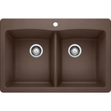 DIAMOND Dual Mount Granite Composite 33 in. 1-Hole 50/50 Double Bowl Kitchen Sink in White - Super Arbor