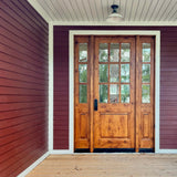 72 in. x 96 in. Craftsman Knotty Alder 9-Lite Clear Glass Unfinished Wood Right Active Inswing Double Prehung Front Door