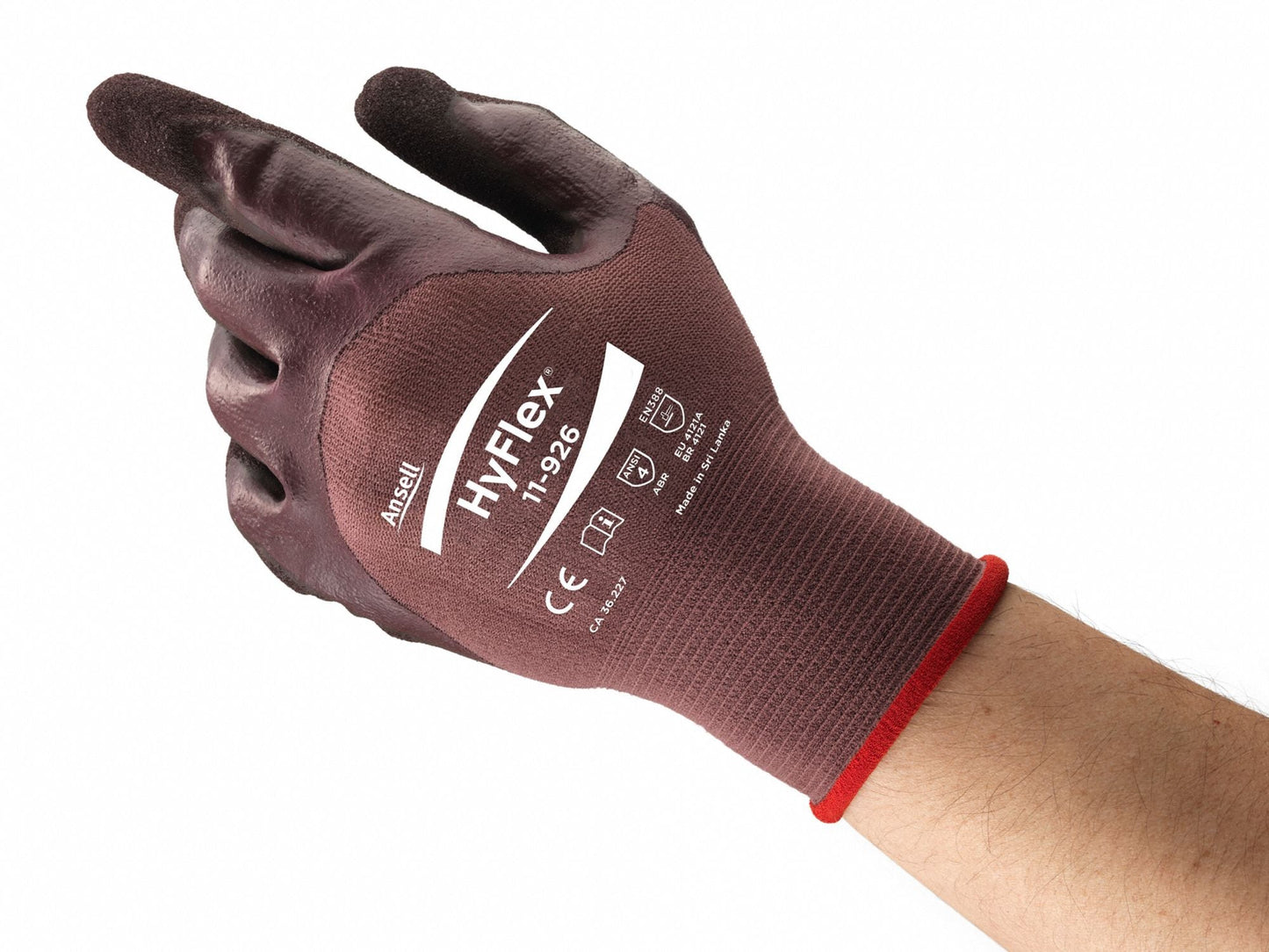 HYFLEX Nitrile Coated Gloves - 2XL, Purple, ANSI Abrasion Level 3