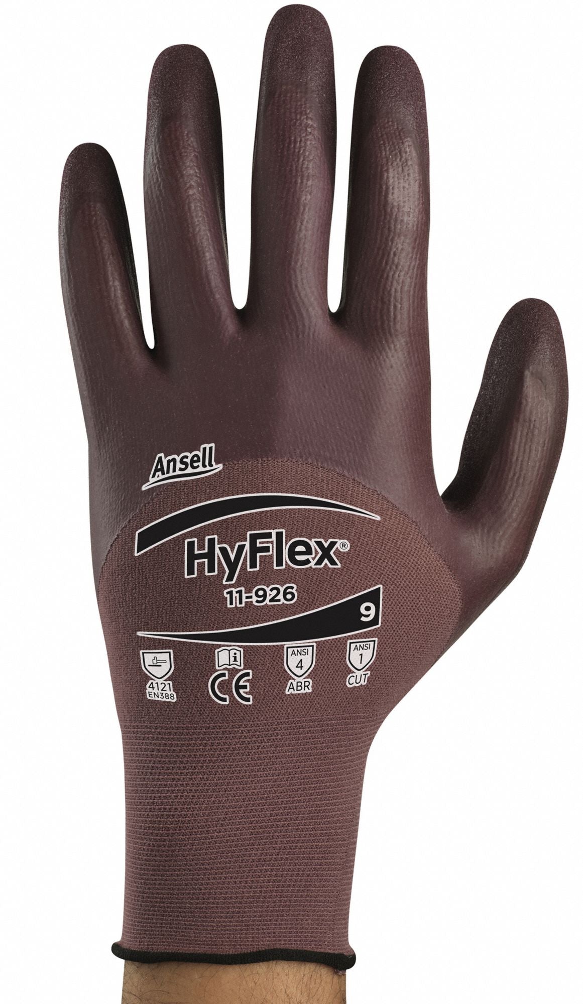 HYFLEX Nitrile Coated Gloves - 2XL, Purple, ANSI Abrasion Level 3