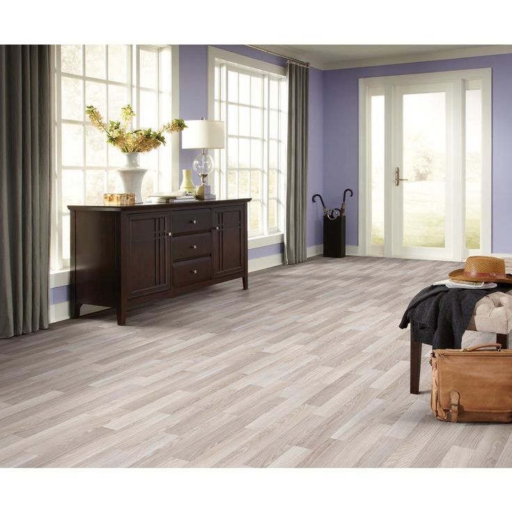 TrafficMASTER Oak Strip Washed Grey Residential Vinyl Sheet, Sold by 12 ft. Wide x Custom Length