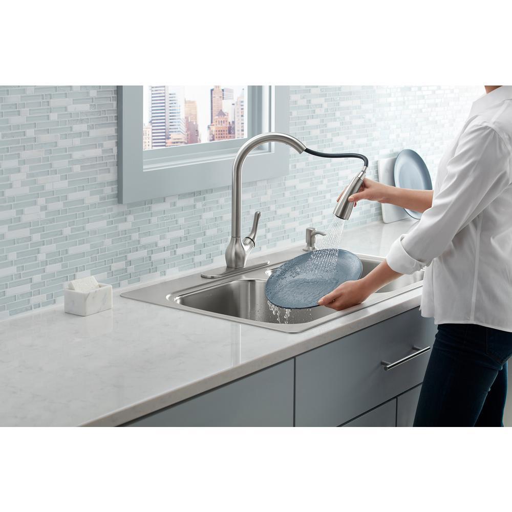 Barossa with Response Touchless Technology Single-Handle Pull-Down Sprayer Kitchen Faucet in Vibrant Stainless - Super Arbor