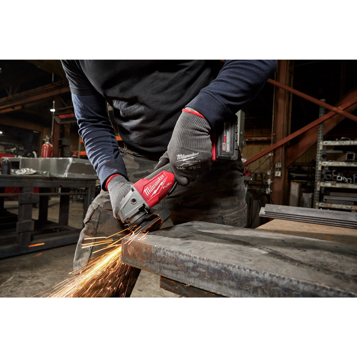 Milwaukee M18 FUEL 18V Brushless Cordless 4-1/2 in./5 in. Angle Grinder Paddle Switch Kit with (2) 5.0Ah Batteries