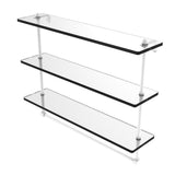22 in. L  x 18 in. H  x 5 in. W 3-Tier Clear Glass Bathroom Shelf with Towel Bar in Satin Chrome - Super Arbor