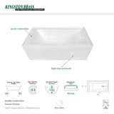 Contemporary 5 ft. Acrylic Right Hand Drain Rectangular Alcove Non-Whirlpool Bathtub in White - Super Arbor