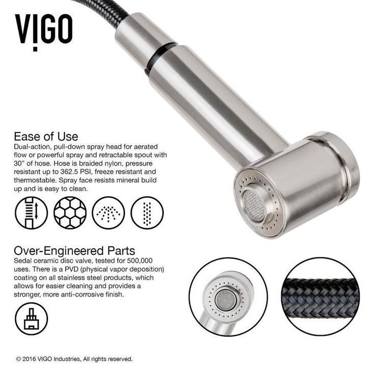 VIGO Branson Stainless Steel 1-Handle Deck-Mount Pull-Out Handle Kitchen Faucet