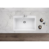 Glacier Bay Drop-in/Undermount Granite Composite 33 in. Single Bowl Kitchen Sink in White - Super Arbor