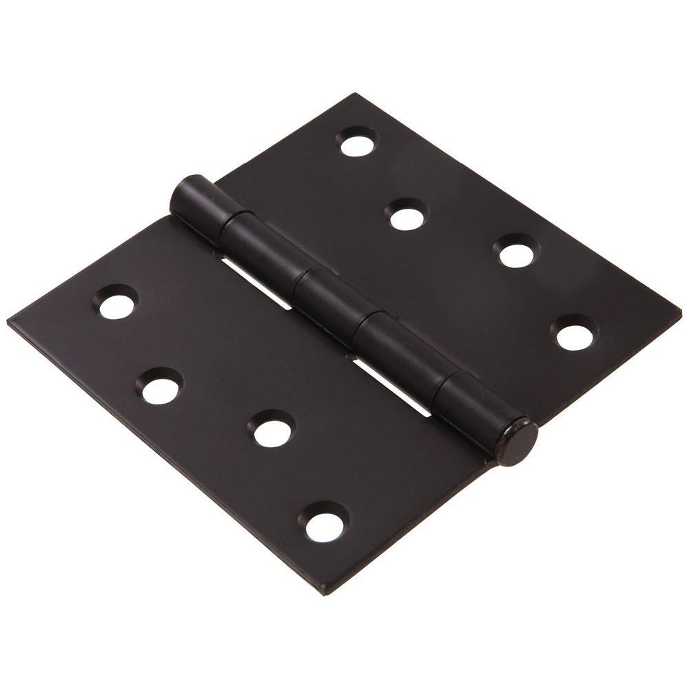 4 in. Brass Residential Door Hinge with Square Corner Removable Pin Full Mortise (9-Pack) - Super Arbor