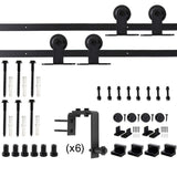7.5 ft./90 in. Bypass Sliding Barn Door Hardware Steel Track for Double Wooden Doors Closet Kitchen Kit - Super Arbor