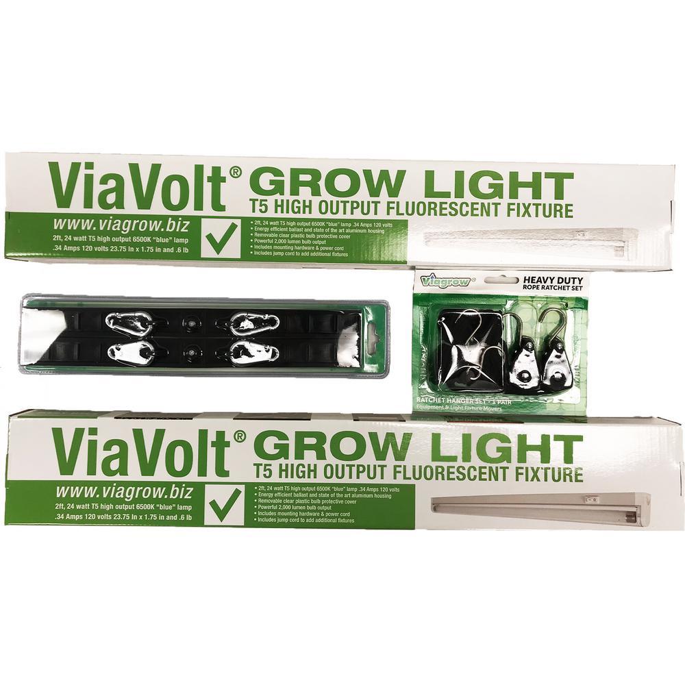 Lamp Bracket Kit with Two 2 ft. T5 Lamps and Safety Wire - Super Arbor