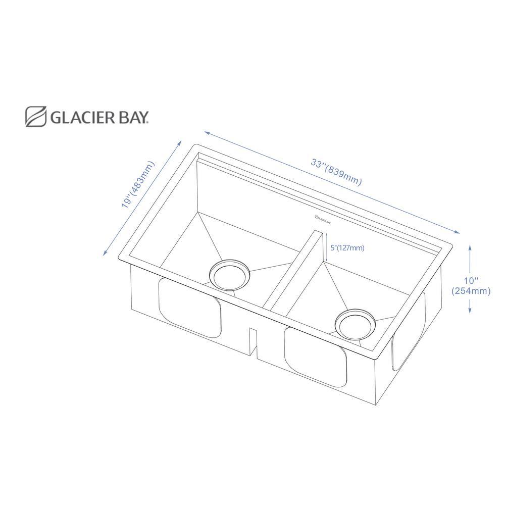 All-in-One Undermount Stainless Steel 33 in. 50/50 Double Bowl Workstation Kitchen Sink with Faucet and Accessories - Super Arbor