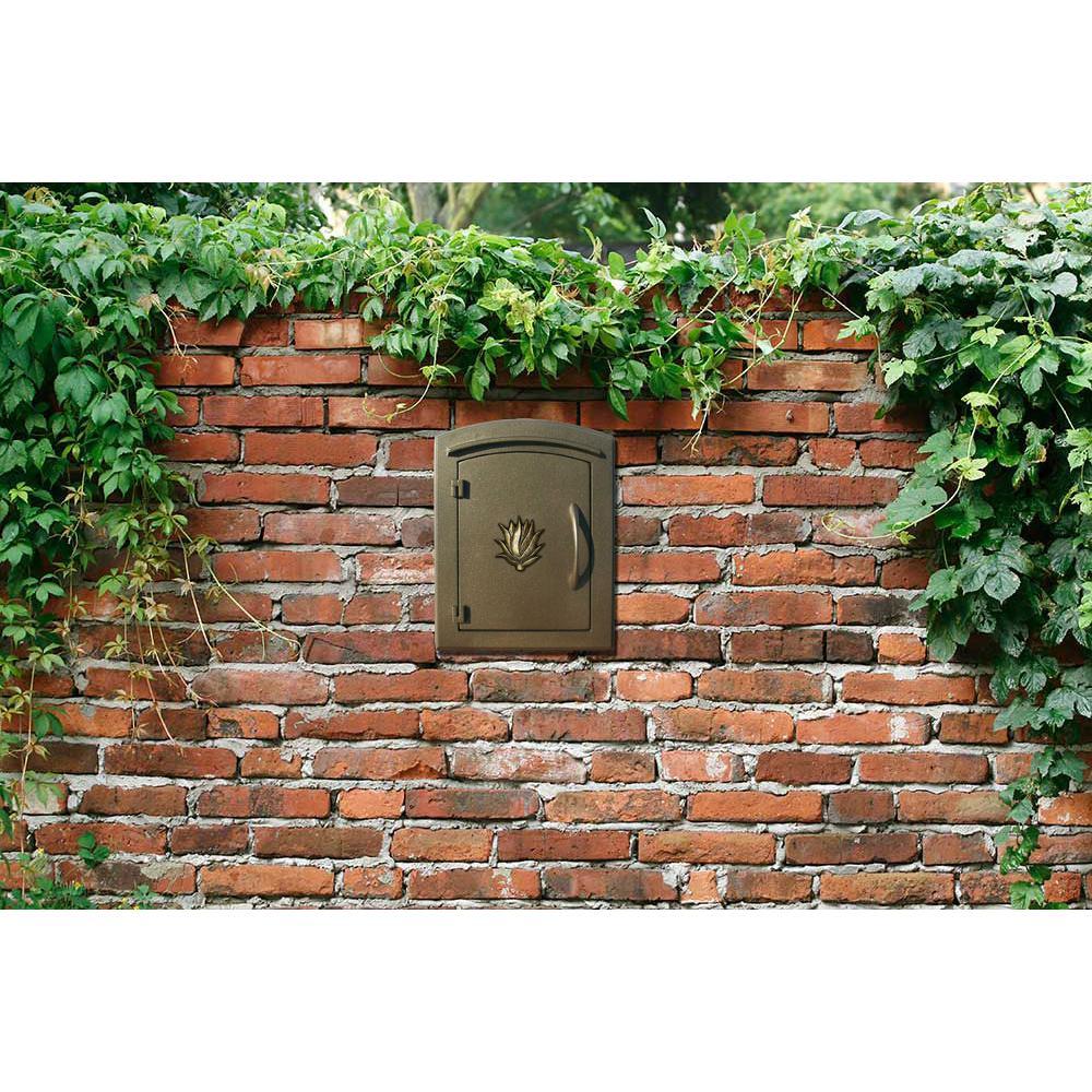 Manchester Bronze Column Mount Locking Drop Chute Mailbox with Agave Logo - Super Arbor